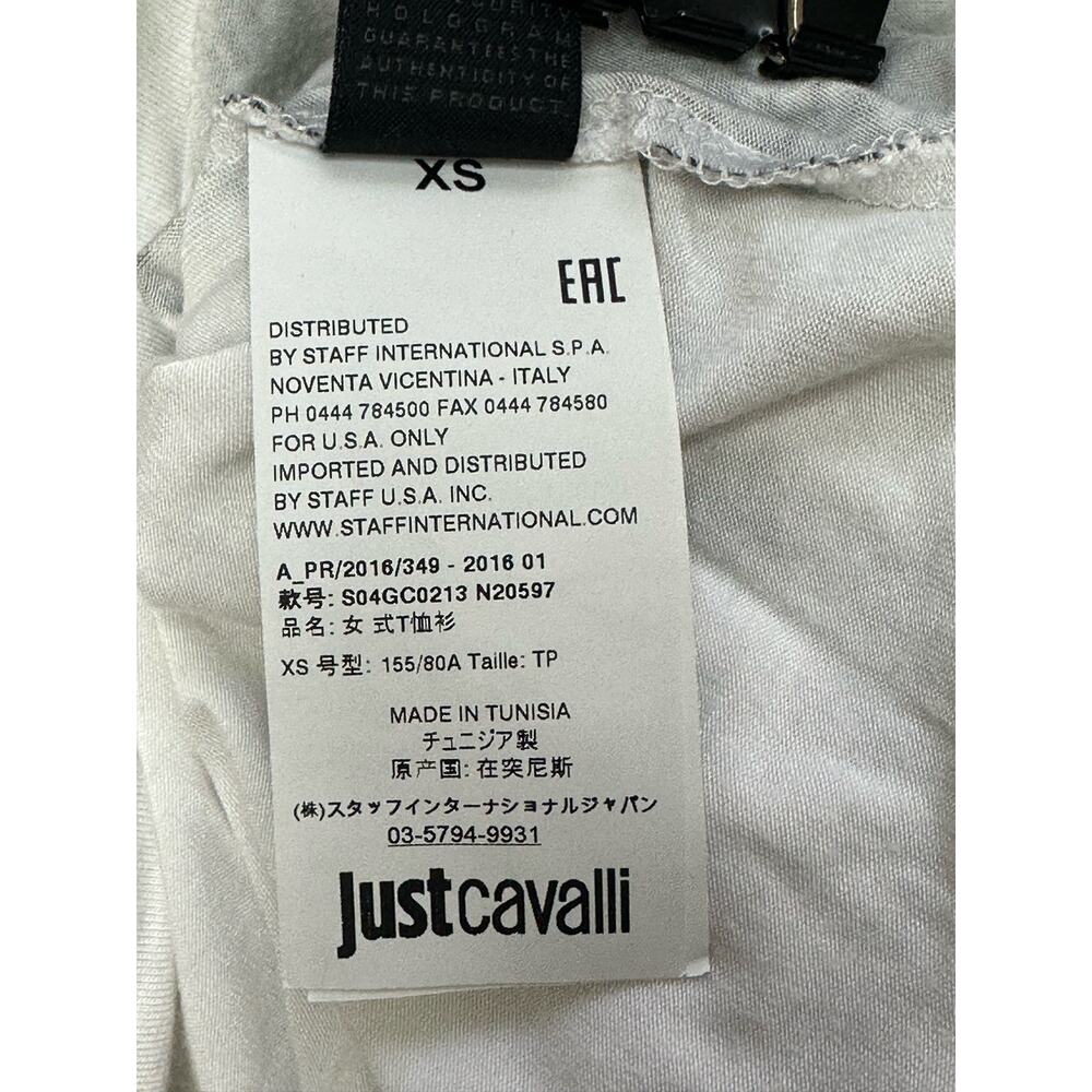 Just Cavalli White & Black Animal Print Geometric Design Short Sleeve T-Shirt XS - Picture 7 of 10